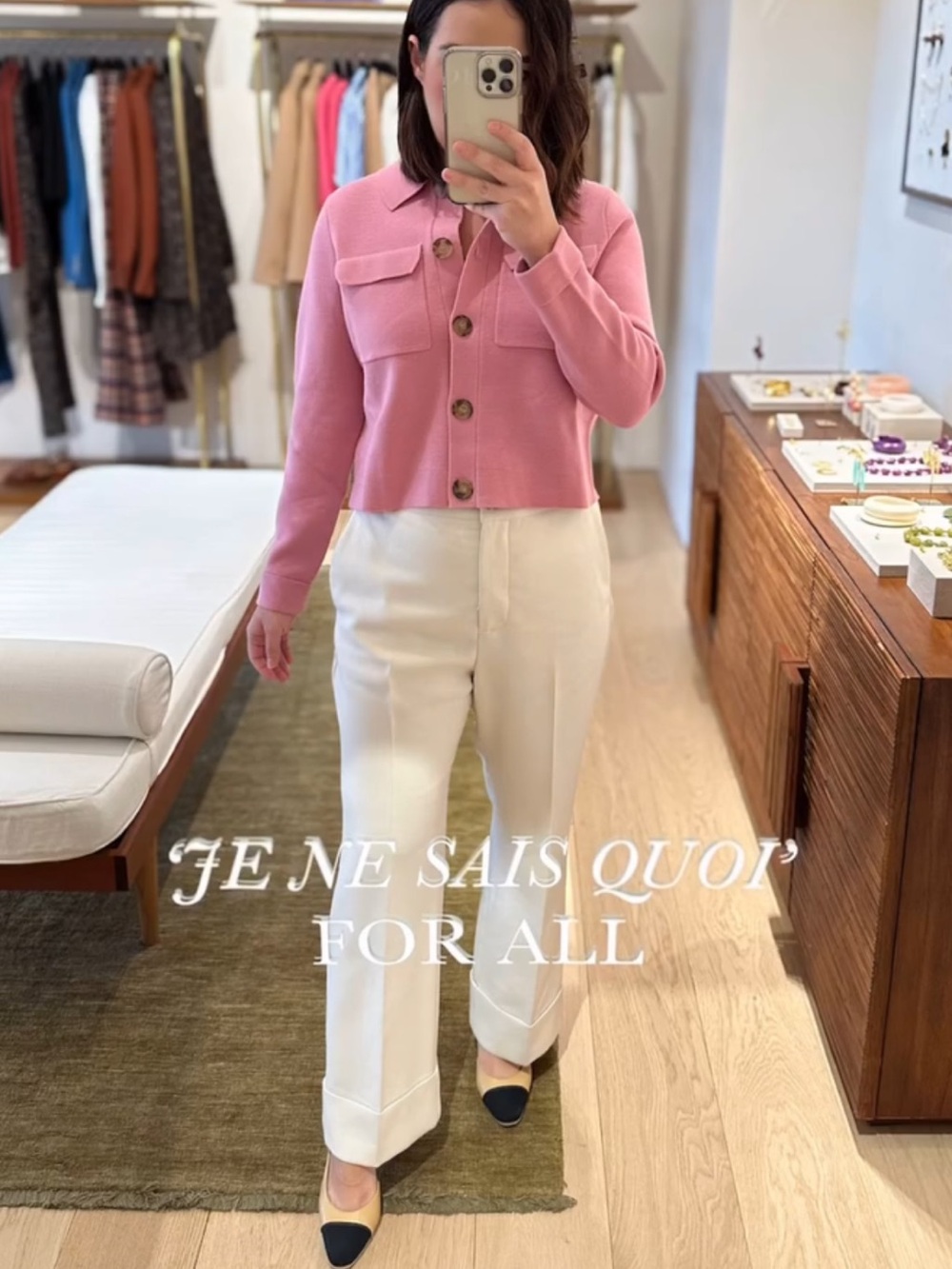 SEZANE NWT Rose Pink Fine Knit 100% Merino Wool Collared Betty Cardigan Sweater - Picture 7 of 14